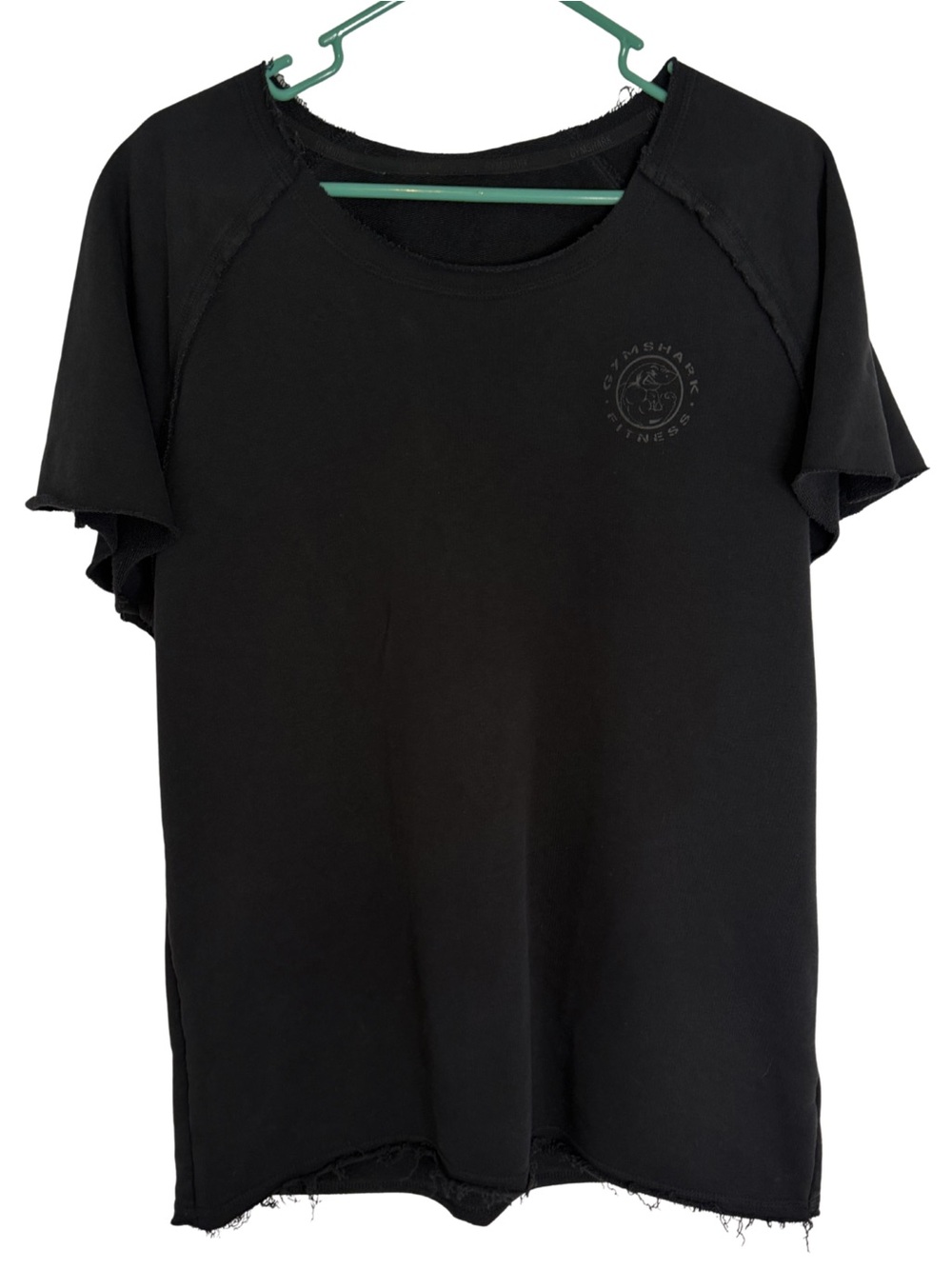 Gymshark Black Distressed Short Sleeve Crew Sweatshirt